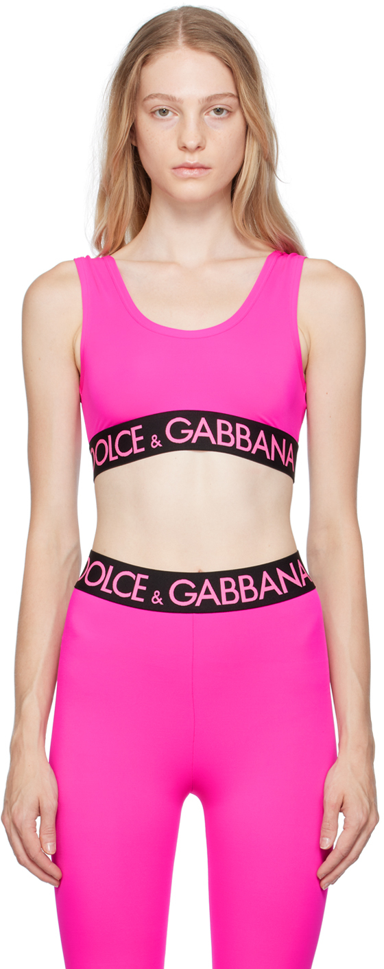 Dolce & Gabbana Pink Scoop Neck Bra In F0321 Fuxia