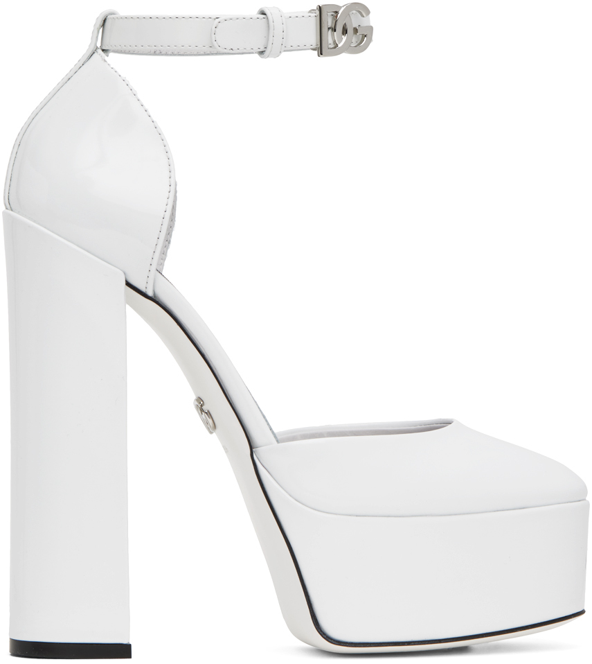 White Polished Platform Heels