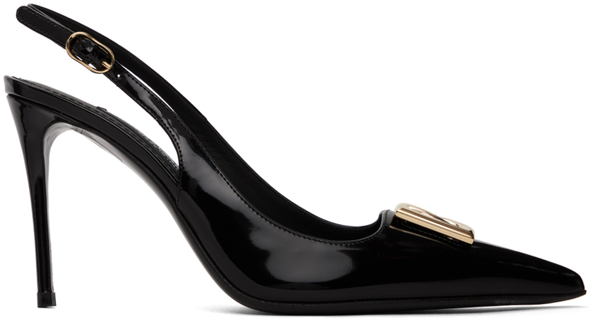 Dolce & Gabbana Black Hardware Heels In 80999 Nero