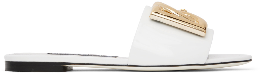 Dolce & Gabbana White Hardware Sandals In 80002 Optical White