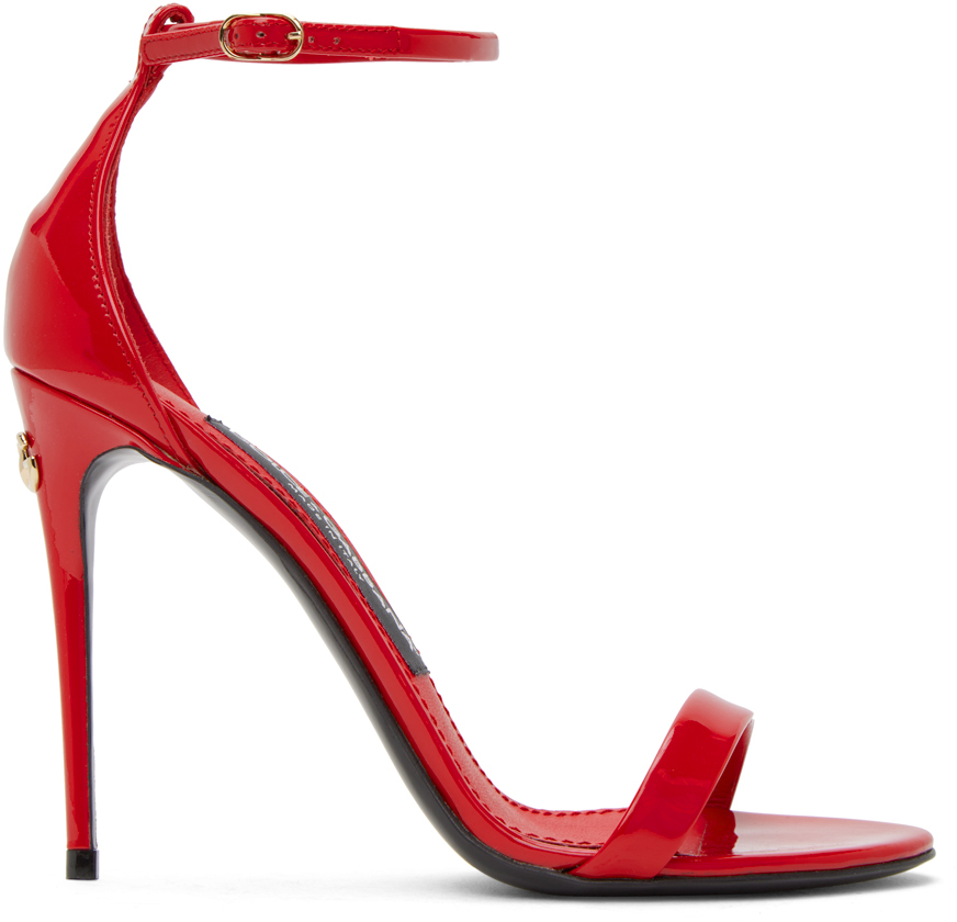Red Patent Leather Heeled Sandals