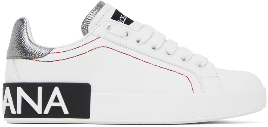 White DOLCE & GABBANA LOGO LOW TOP SNEAKERS