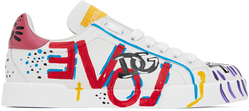 White & Multicolor Portofino Low Sneakers