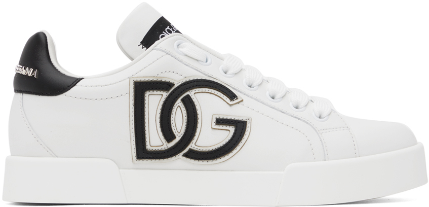 Shop Dolce & Gabbana White Portofino Sneakers In 89697 White/black