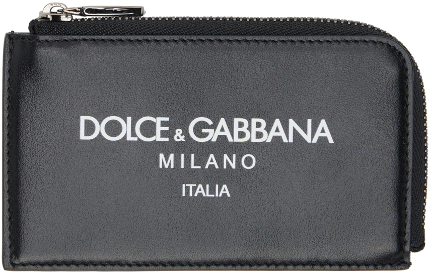 Dolce & Gabbana Black Logo Card Holder In Hnii7 Dg Milano Ital