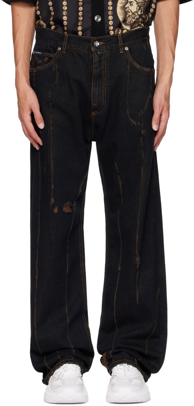 Dolce & Gabbana: Black Wide-Leg Jeans | SSENSE
