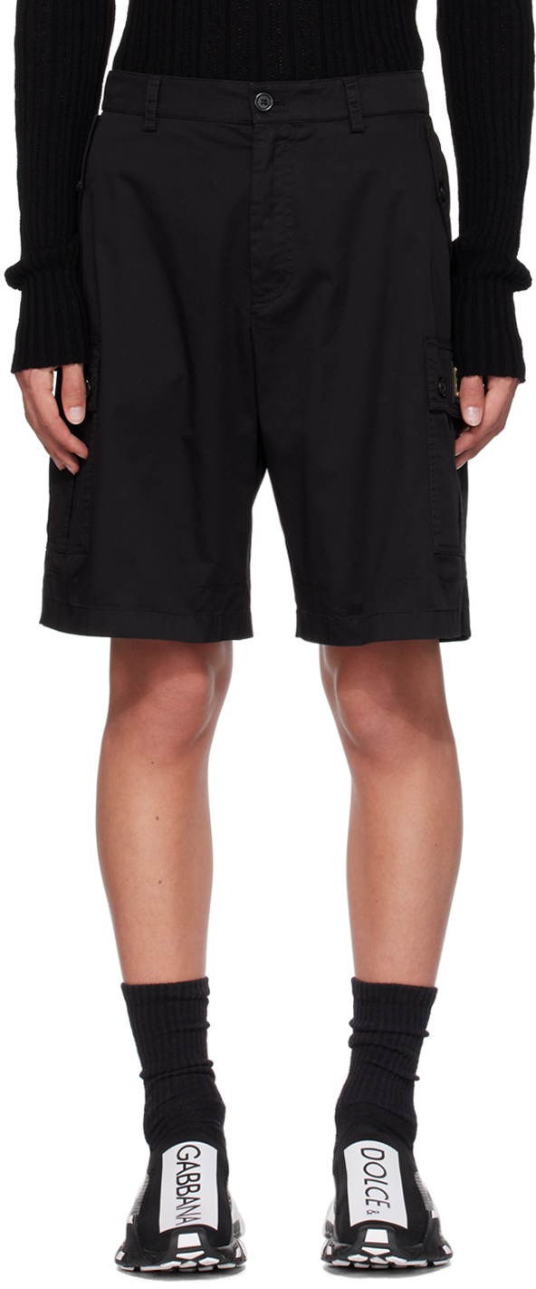 Dolce & Gabbana Black Plate Shorts In N0000 Nero