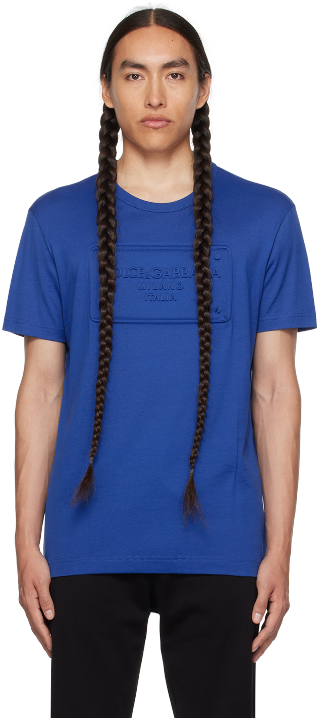 Shop Dolce & Gabbana Blue Embossed T-shirt In B4943 Blu