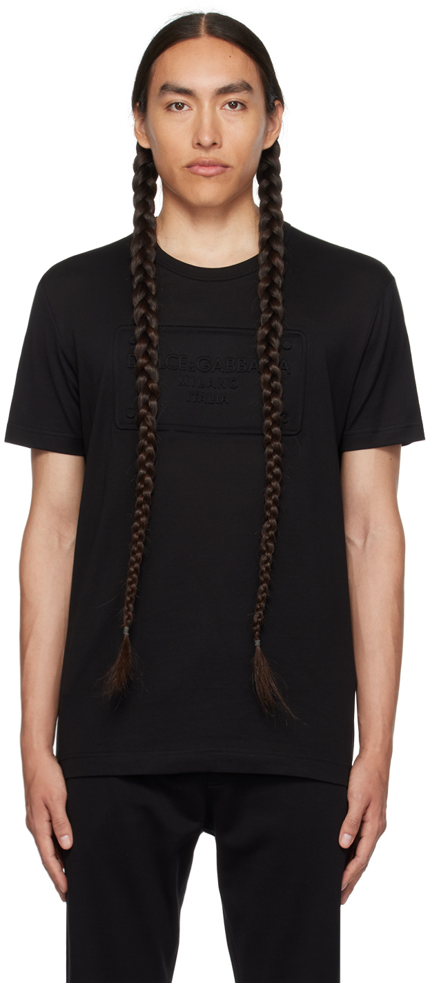 Shop Dolce & Gabbana Black Embossed T-shirt In N0000 Nero