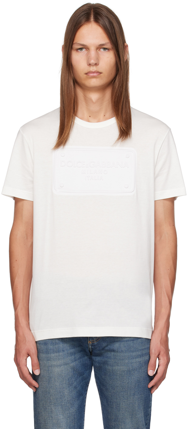 Shop Dolce & Gabbana White Embossed T-shirt In W0111 Bianco