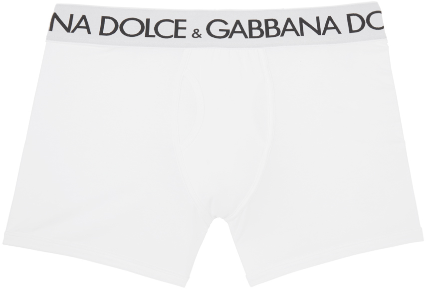 Dolce & Gabbana White Long-leg Boxers In W0800 Bianco Ottico