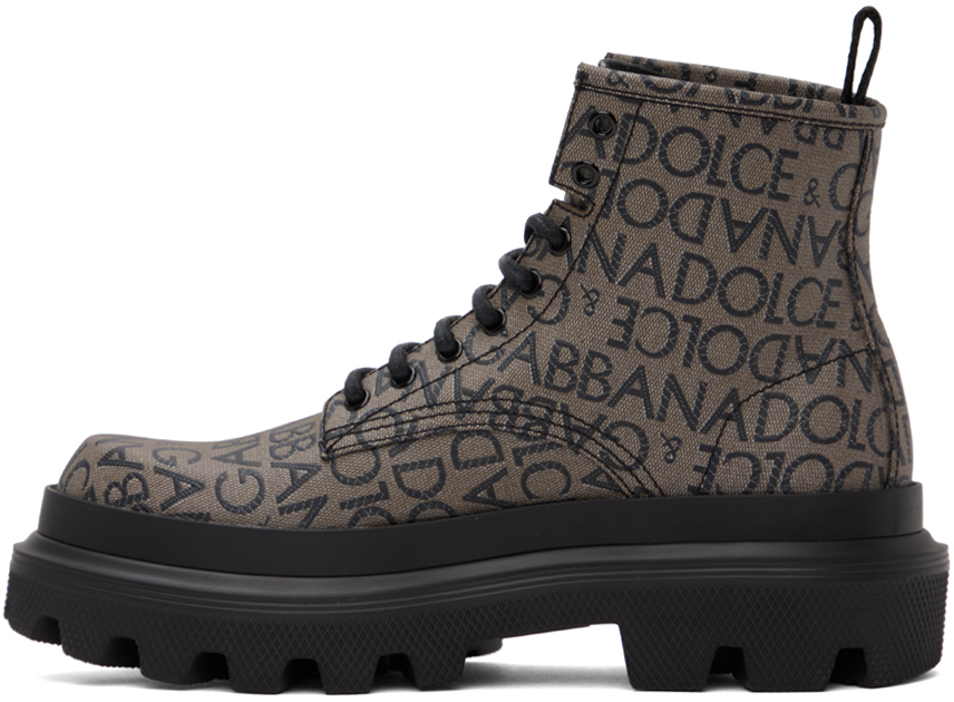 Dolce & Gabbana Logo-jacquard Ankle Boots In 89875 Marrone/nero