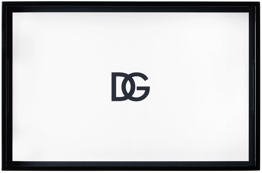 Shop Dolce & Gabbana Black & White Dg Logo Tray