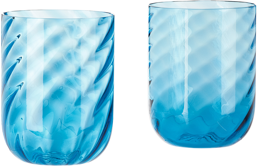 Dolce & Gabbana Blue Carretto Water Glass Set In Blue