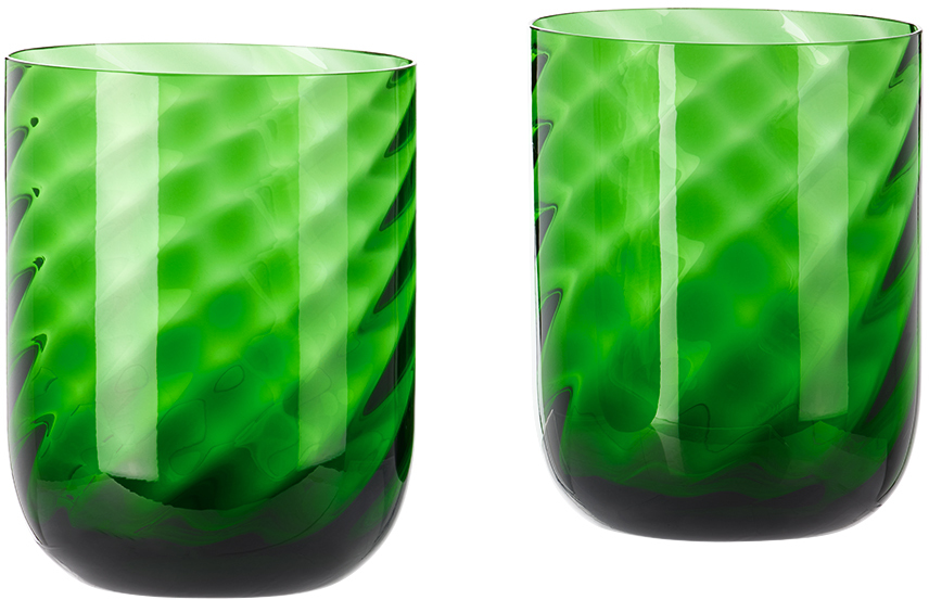 Dolce & Gabbana Green Carretto Water Glass Set In Green