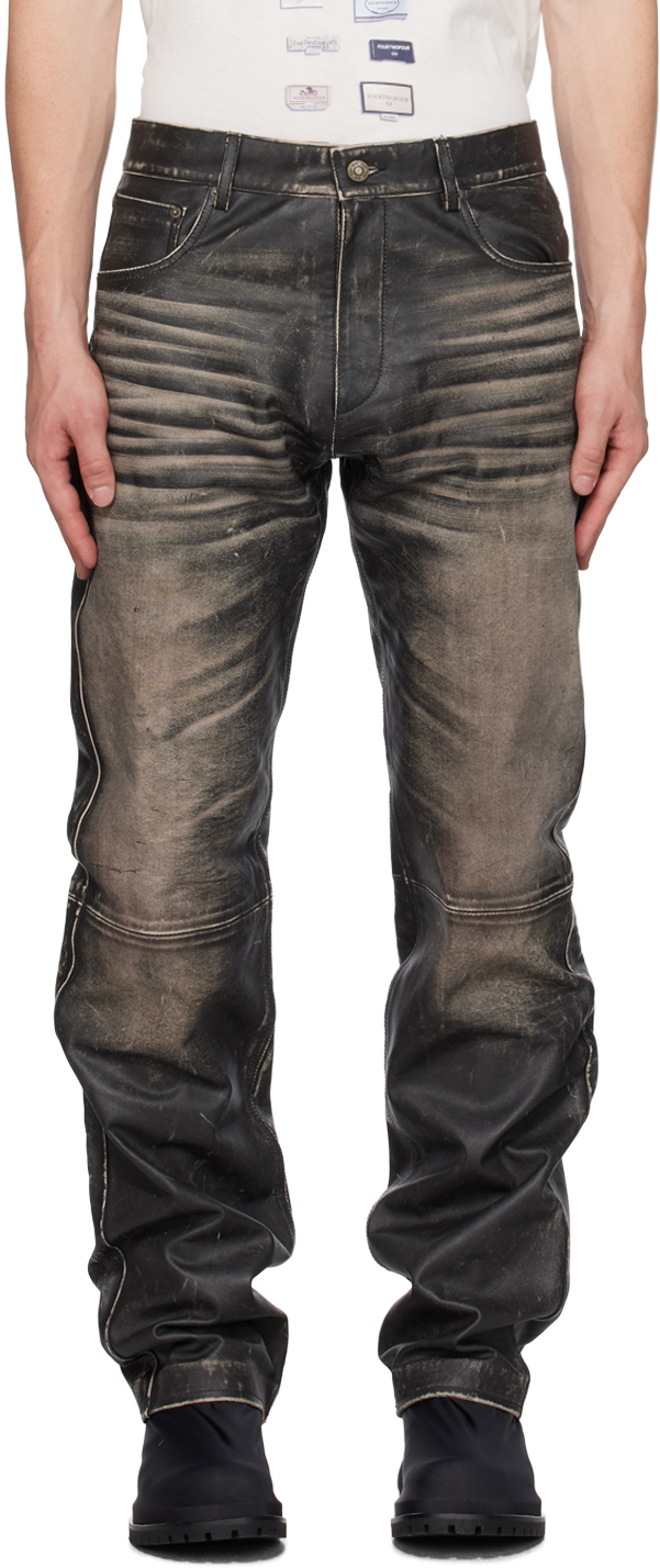 424: Gray Faded Leather Pants | SSENSE