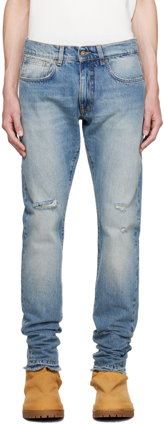 424 Indigo Faded Jeans In Light Indigo