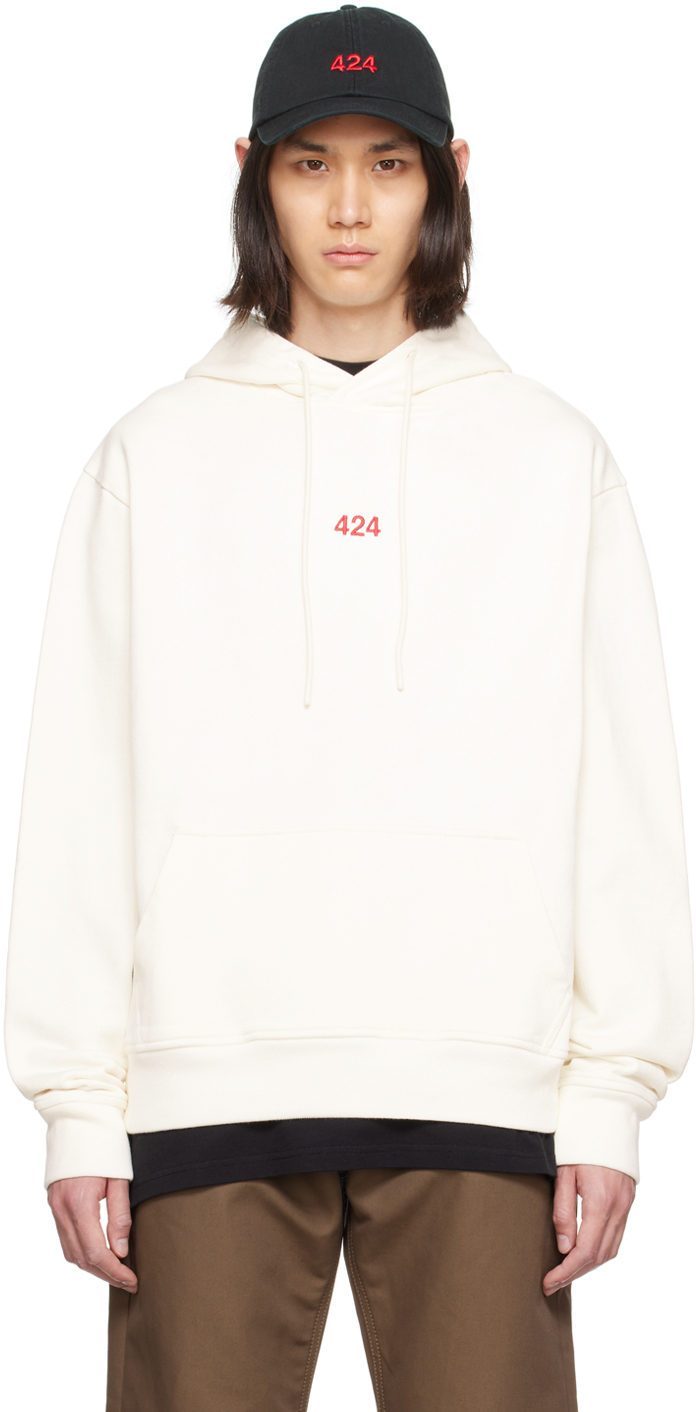 424 White Embroidered Hoodie