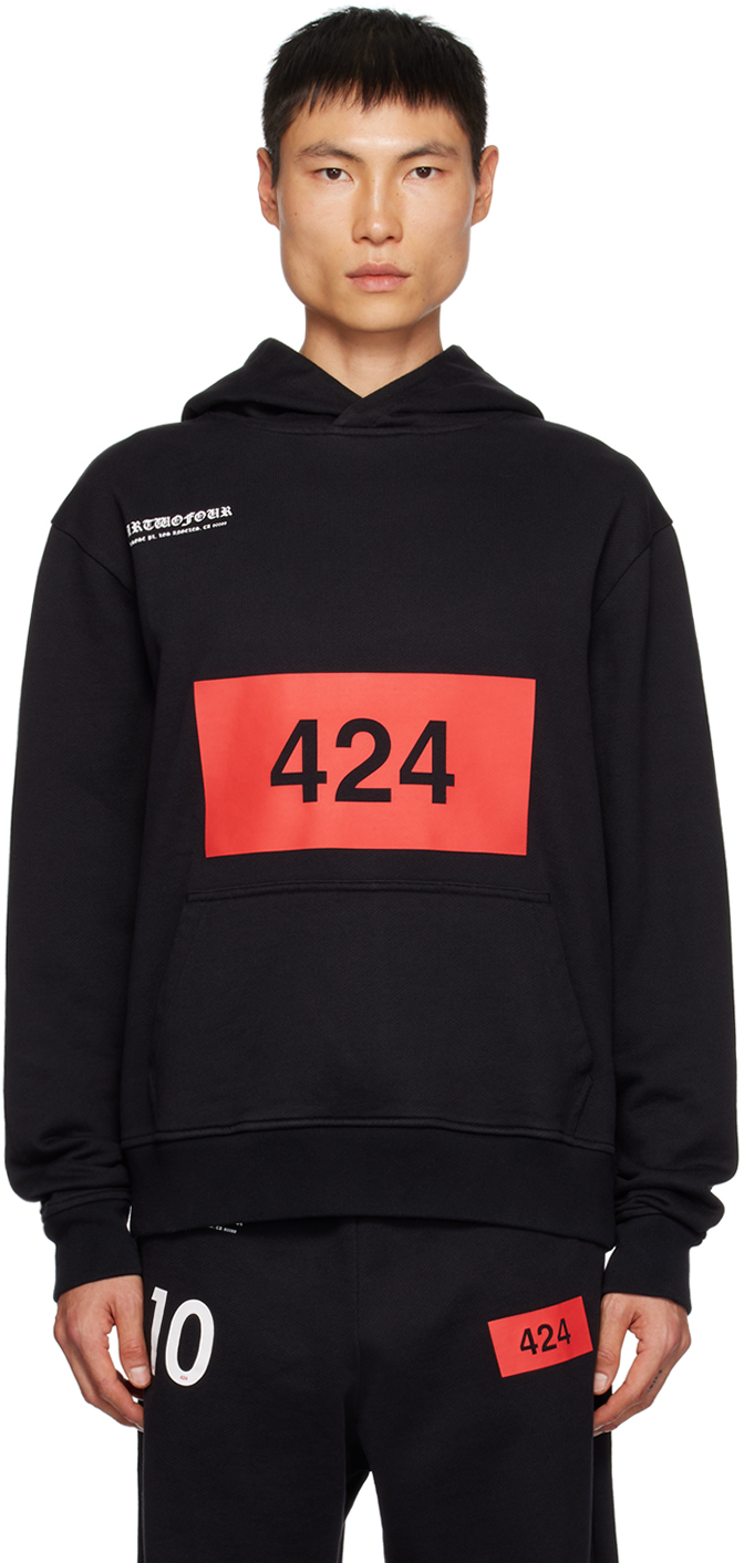 424 Logo-print Cotton Hoodie In Black