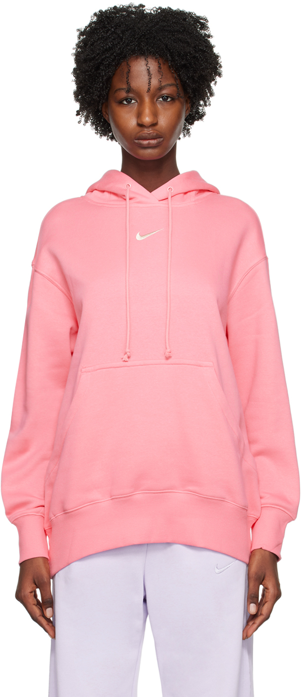 Shop Nike Pink Sportswear Phoenix Hoodie In Coral Chalk/sail