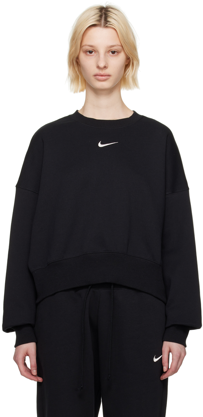 Shop Nike Black Phoenix Sweatshirt In Black/sail