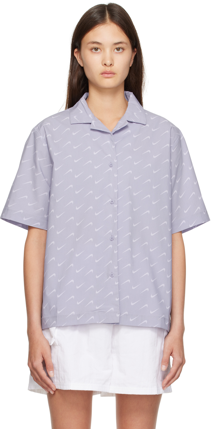 Nike Purple Pattern Shirt In Indigo Haze/indigo H