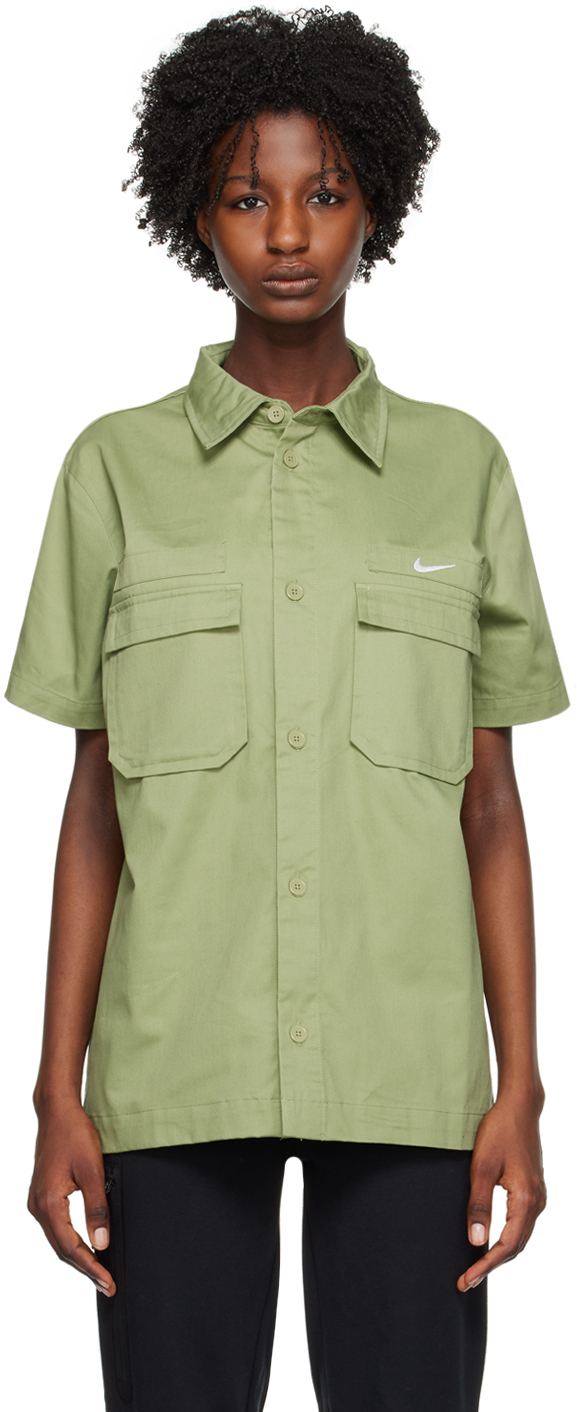 Nike Green Life Shirt In Oil Green/white