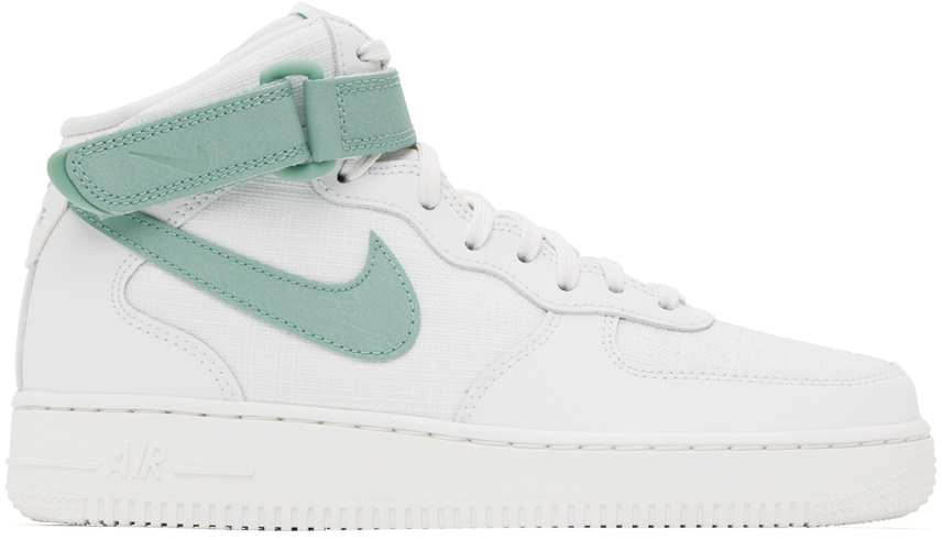 White & Green Air Force 1 '07 Mid Sneakers