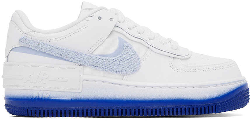 Shop Nike White & Blue Air Force 1 Shadow Sneakers In White/racer Blue-blu