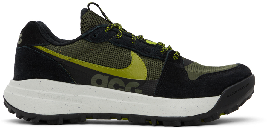 Nike Black & Green Acg Lowcate Sneakers In Cargo Khaki/moss-bla