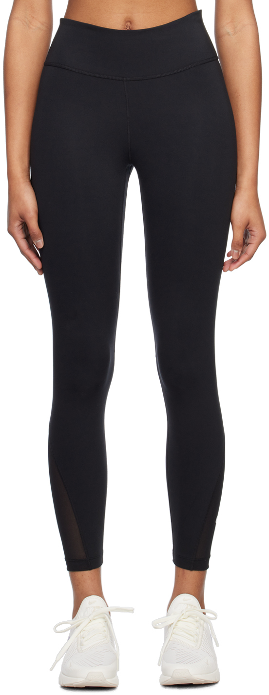 Nike Black Paneled Leggings In Black/white