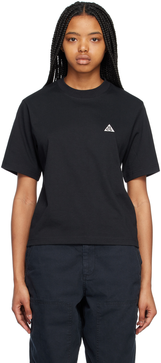 opschorten Oprichter Basistheorie Nike: Black Embroidered T-Shirt | SSENSE