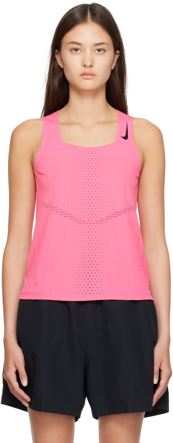 Nike Pink Perforated Tank Top In Pinksicle/black