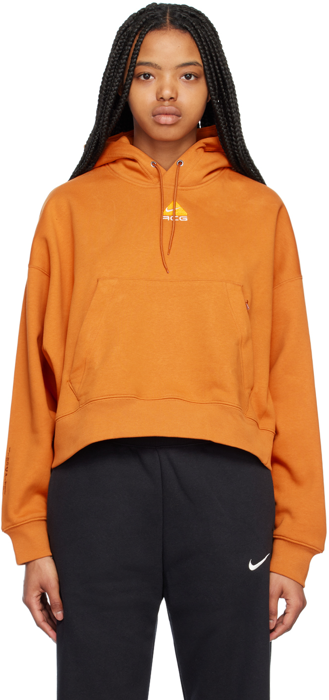 Nike Orange Embroidered Hoodie