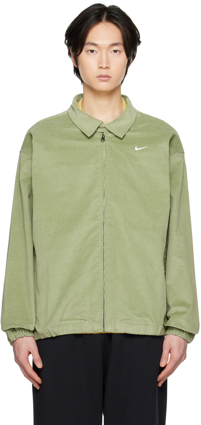 Nike Green Zip Jacket In 386 Oil Green/white