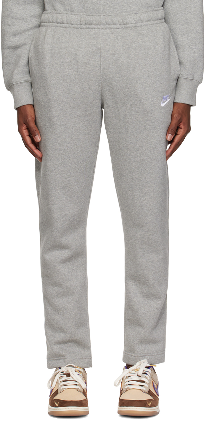 Nike Gray Embroidered Sweatpants In 063 Dk Grey Heather/