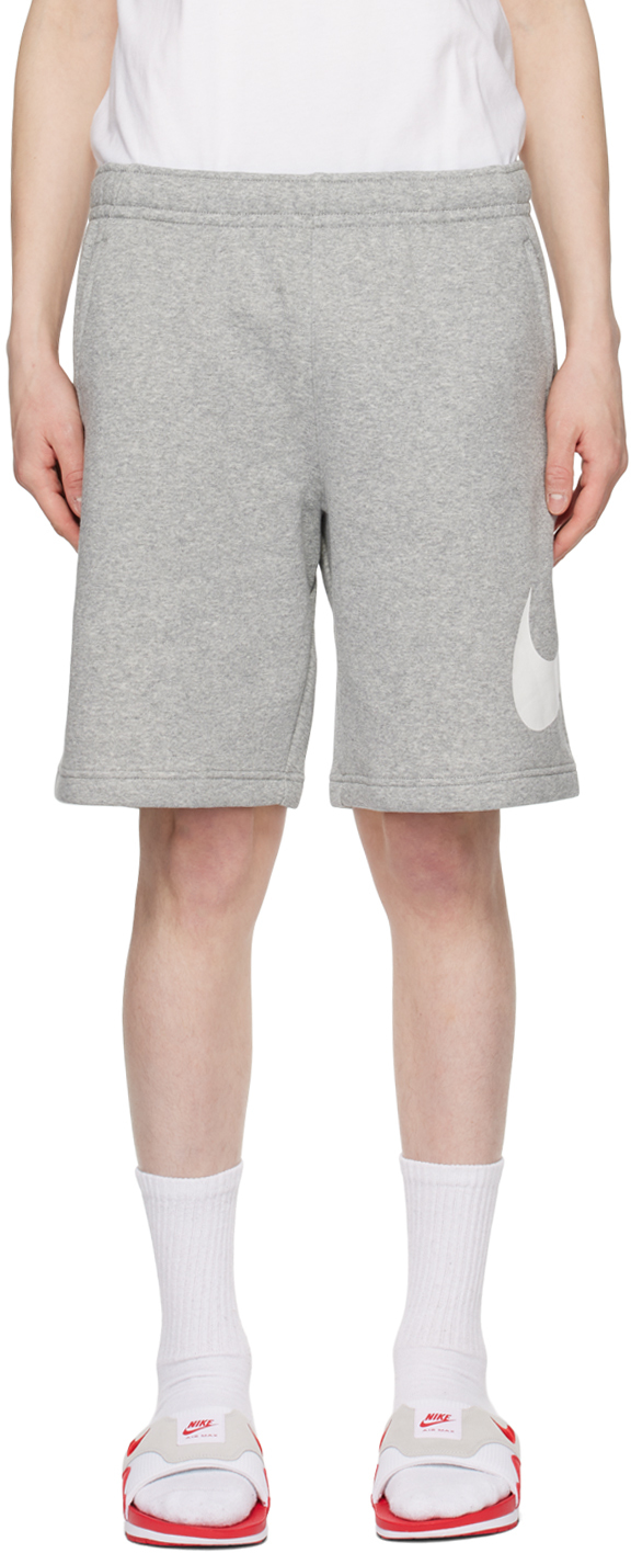 Shop Nike Gray Sportswear Club Shorts In 063 Dk Grey Heather/