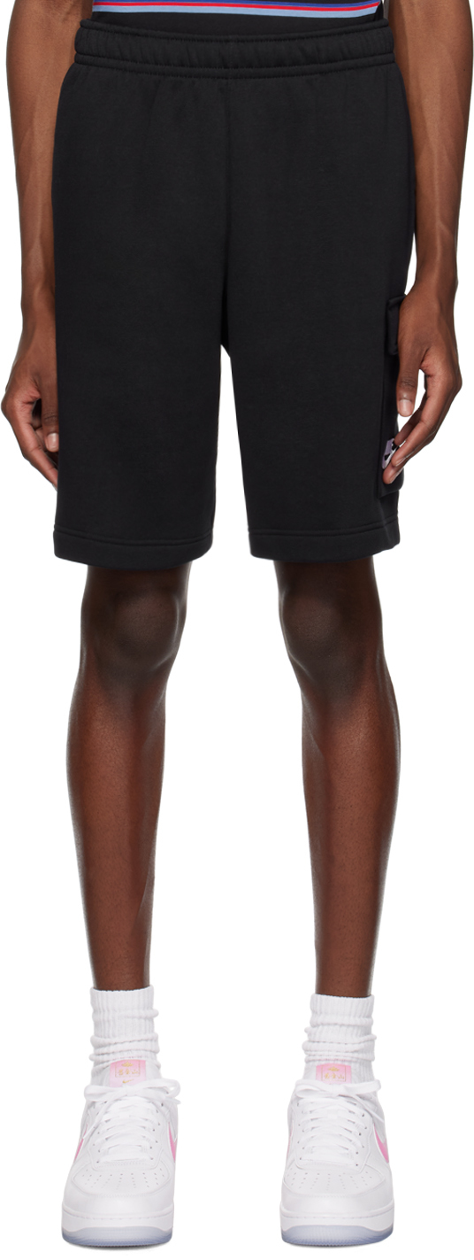 Nike Black Embroidered Shorts In 010 Black/white/whit