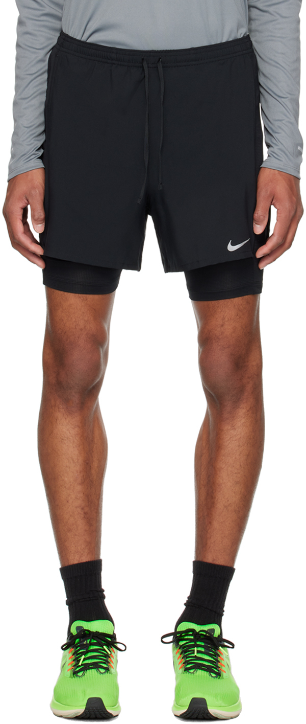 Nike Black Stride Shorts In 010 Black/black/refl