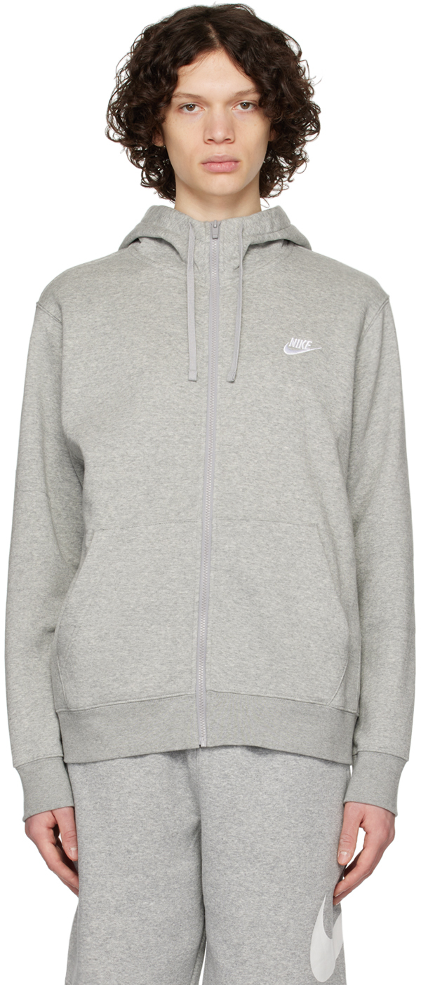 Nike Gray Sportswear Club Hoodie In 063 Dk Grey Heather/