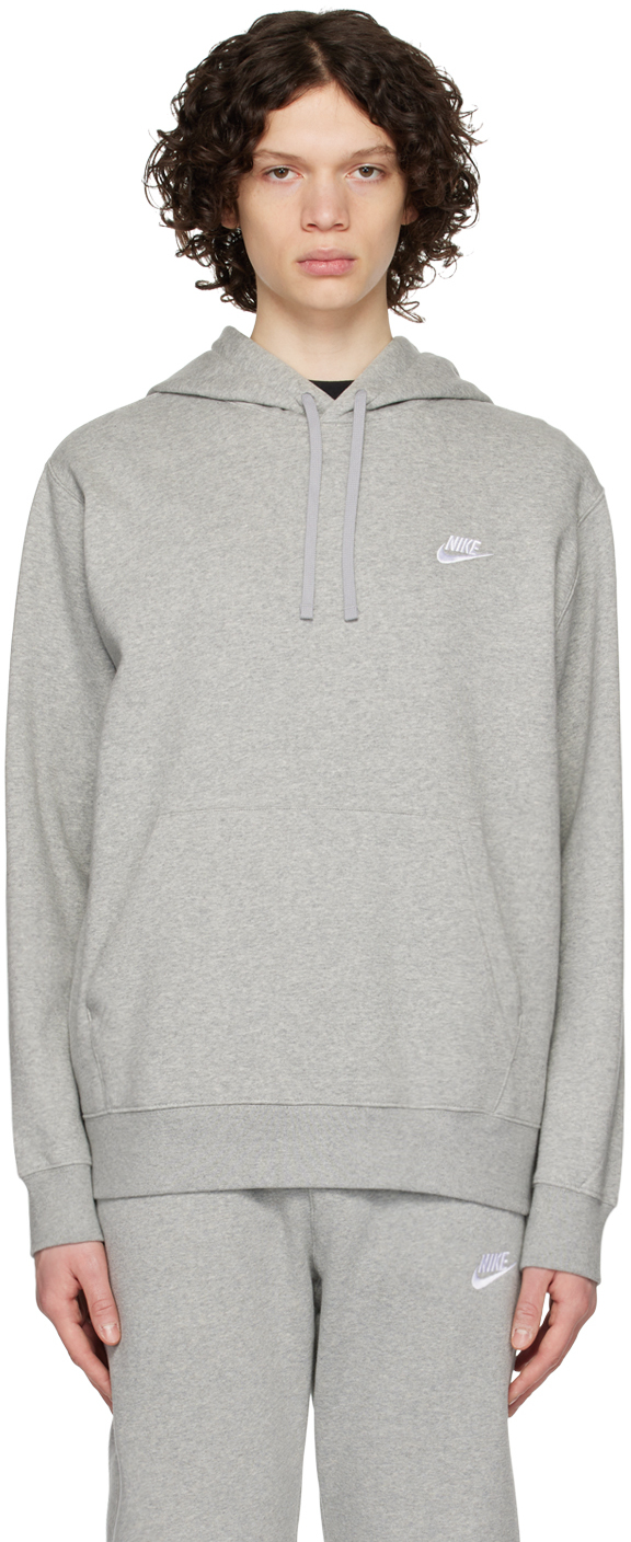 Nike: Gray Sportswear Club Hoodie | SSENSE