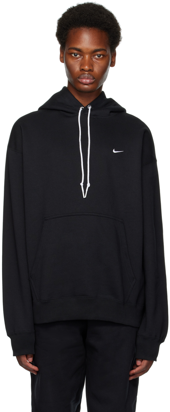 Nike Logo-embroidered Cotton-blend Jersey Hoodie In Black