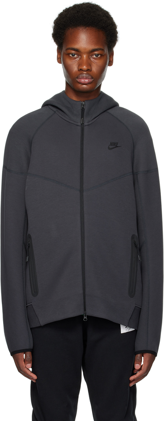 Nike Gray Tech Hoodie In Anthracite/black