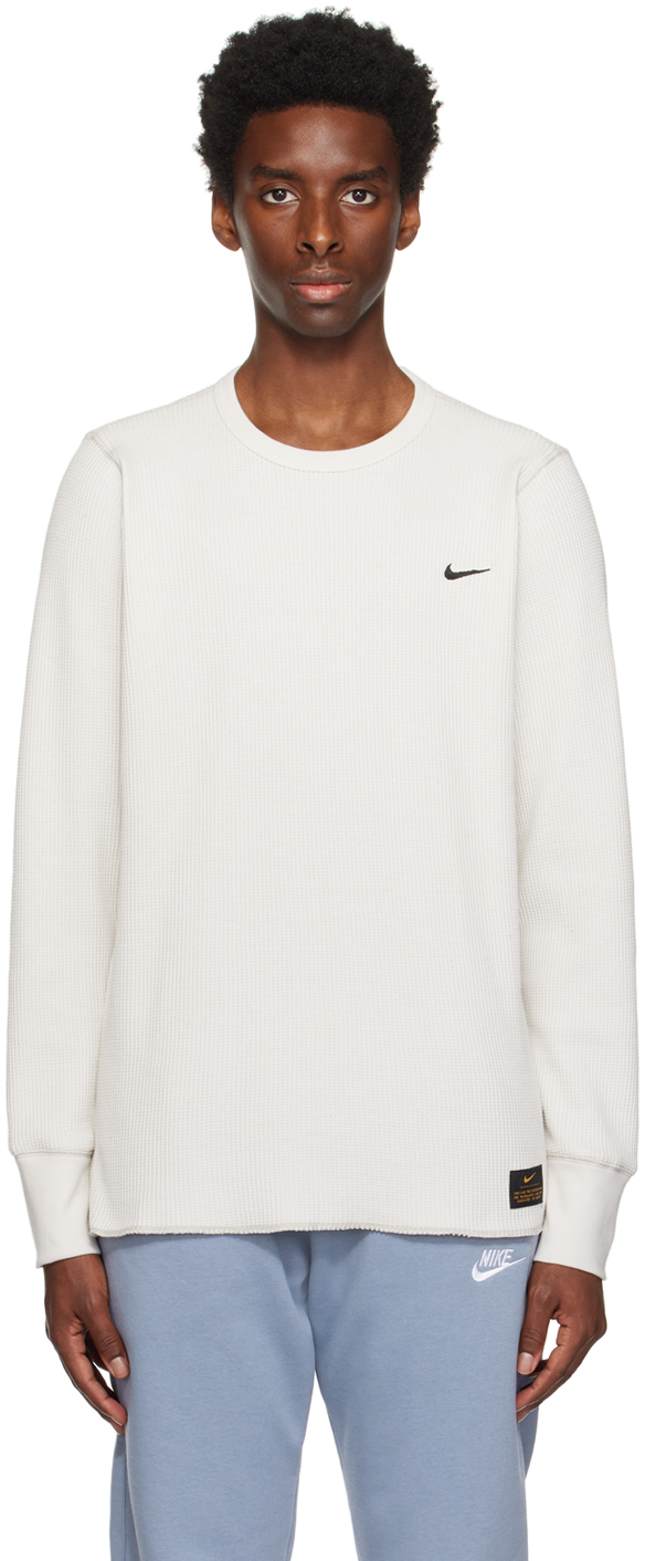 Nike Off-white Embroidered Long Sleeve T-shirt In 030 Phantom/lt Iron
