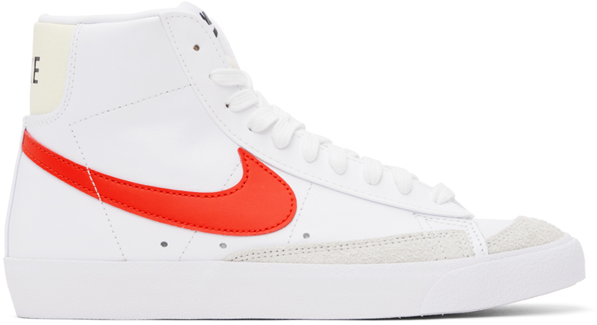 Shop Nike White & Red Blazer Mid '77 Vintage Sneakers In White/picante Red