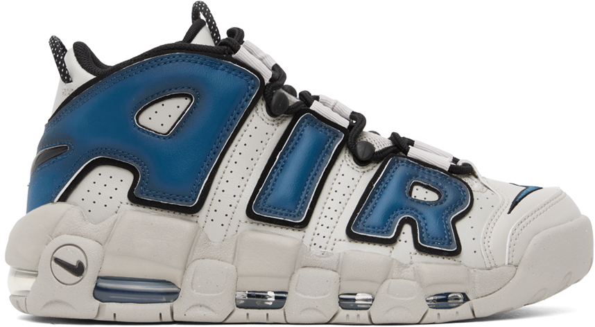 Gray & Blue More Uptempo '96 Sneakers by Nike on Sale