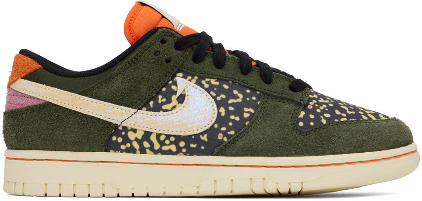 NIKE GREEN & ORANGE DUNK LOW RETRO SE SNEAKERS