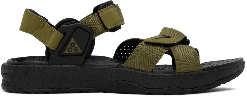 Shop Nike Khaki Air Deschutz+ Sandals In Pilgrim/black-pilgri