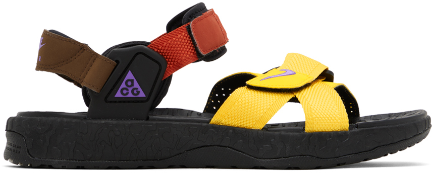 Shop Nike Multicolor Acg Air Deschutz Sandals In Solar Flare/action G