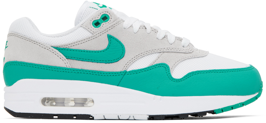 Nike: White & Green Air Max 1 Sneakers | SSENSE